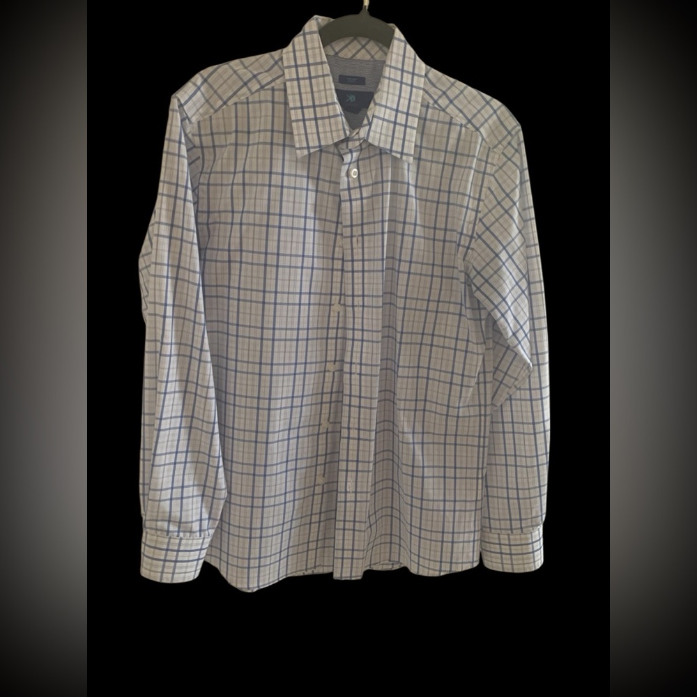 Egara White and Blue Plaid Button Down Shirt